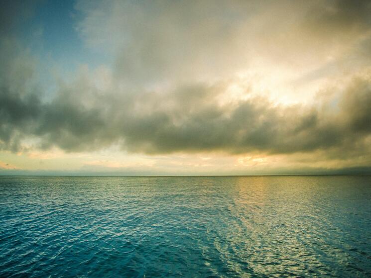 Ocean water with a cloudy horizon