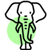 Graphic icon of an elephant
