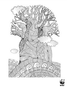 Wild Classroom Baobab Tree Coloring Page